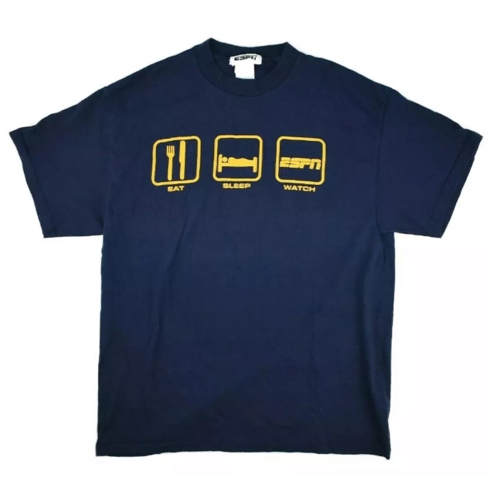 Navy Blue ESPN Graphic Crew Neck TShirt Size Large